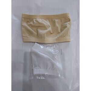 NWOT MALIBU SUGAR Girls White And Beige Spandex Bandeau Bra One Size